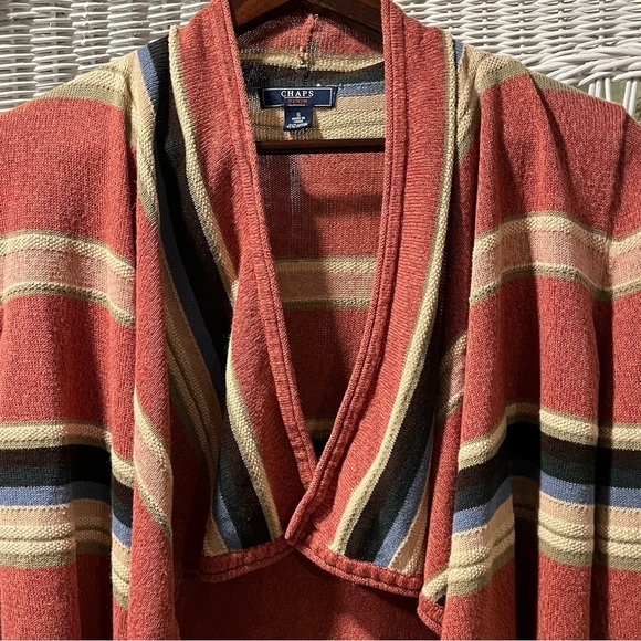 CHAPS Denim Womens Size S Linen Blend Cardigan Southwestern Striped Knit Sweater - Picture 2 of 16